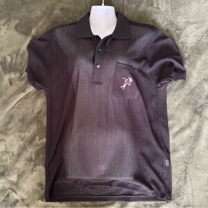 Litchfield Golf Mesh Poly - Rayon Black Polo Shirt with Pocket Men's Large